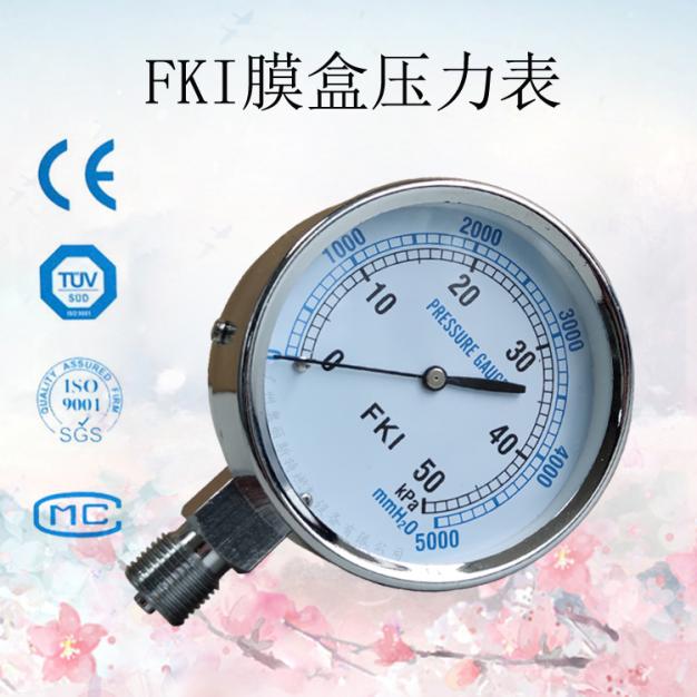 FKI膜盒壓力表0-50kpa微壓表